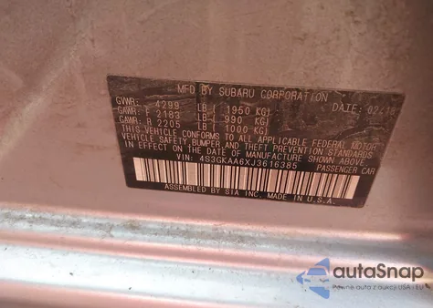 2018 Subaru Impreza 2.0I из США, поврежденный, VIN 4S3GKAA6XJ3616385